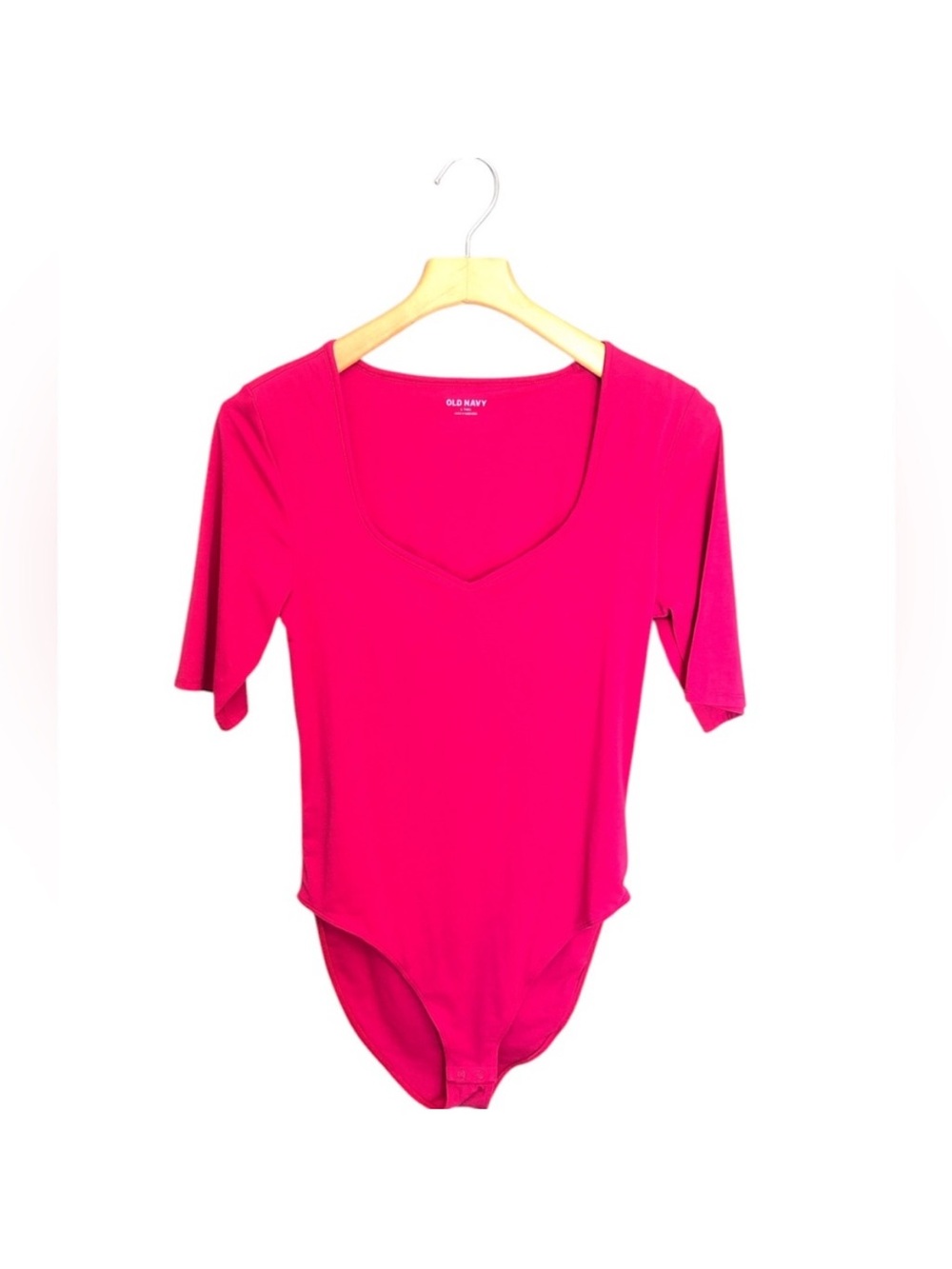 Old Navy Pink Square Scoop Neck Bodysuit Women’s Large Tall EUC